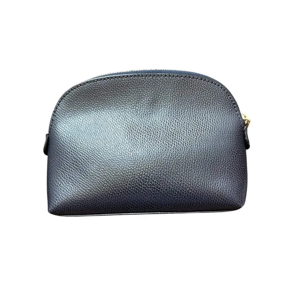 NWT Coach Leather Bow Detail Zipper Cosmetic Case Pouch Navy